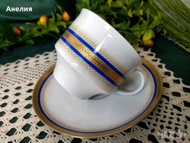 Wunsiedel bavaria кобалтово/ златен кант, снимка 13 - Чинии - 52968633