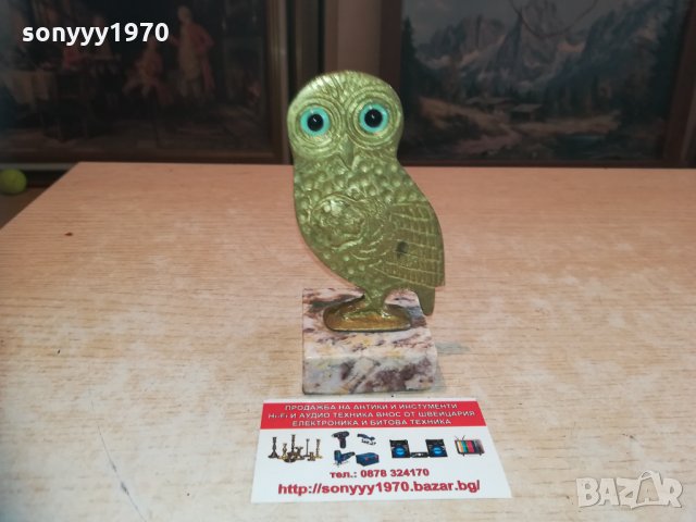 сова-13х7х6см-мед/месинг/мрамор 2301211256, снимка 8 - Колекции - 31525918