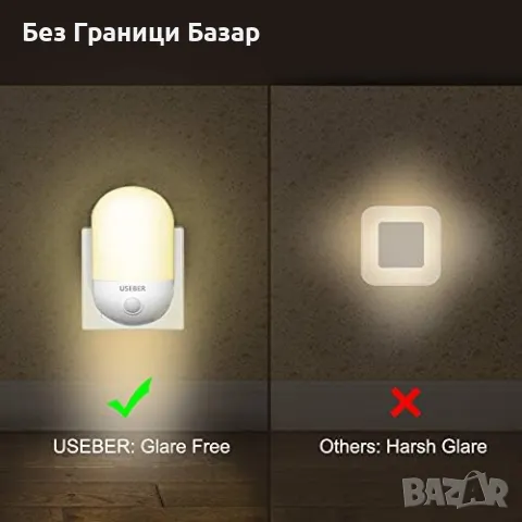 Нови 2 броя Детска нощна лампа с автоматичен сензор – енергоспестяваща, снимка 7 - Лампи за стена - 48782130