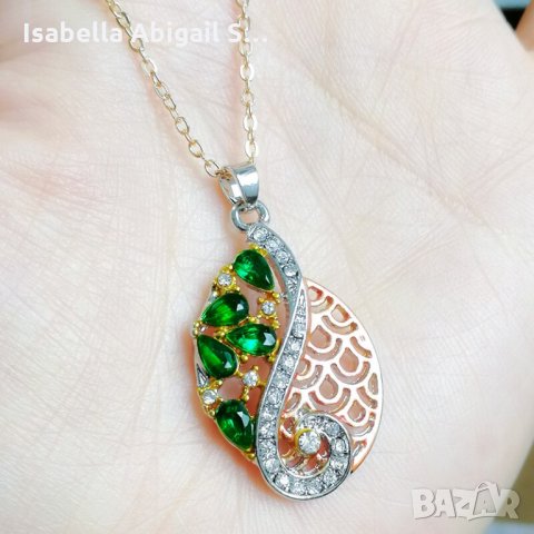 Обици и гердан комплект, мед, цирконии и кристали, снимка 2 - Обеци - 31426326