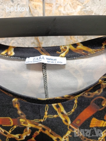 Рокля Zara, S, принт с катарами и вериги, снимка 6 - Рокли - 52666825