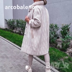 Дамско зашеметяващо елегантно бежово палто   , снимка 8 - Палта, манта - 51912956