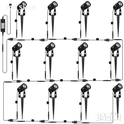 AIMHEIM Комплект от 12 градински прожектора спот LED топло бяло 3 W градинско осветление декорация