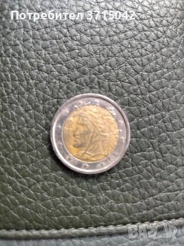 Монета 2 евро с облика на Данте Алигиери, снимка 2 - Нумизматика и бонистика - 54267430