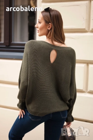 Дамски мохеров пуловер с волани и изрез на гърба, 6цвята , снимка 5 - Блузи с дълъг ръкав и пуловери - 51738423