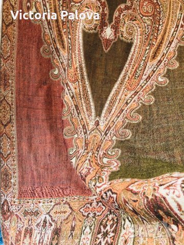 Огромен двуцветен шал ELLE NOR,100% вълна, снимка 16 - Шалове - 31291241