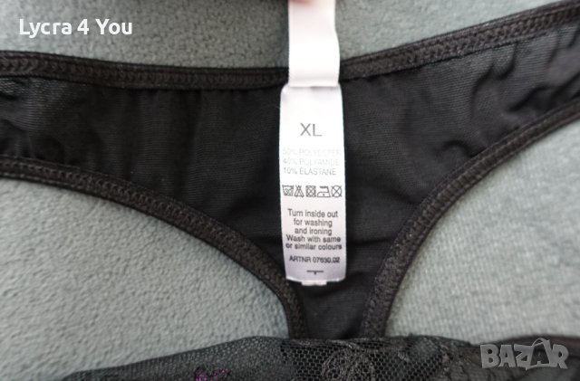 Besired XL черна тюлена прашка с ластици странично и лилава бродерия, снимка 5 - Бельо - 40501522