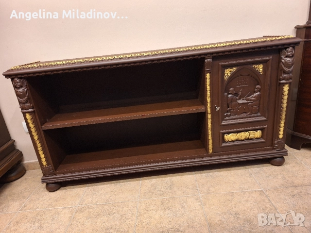 Комод, скрин, библиотека с богата дърворезба , снимка 12 - Шкафове - 52551620