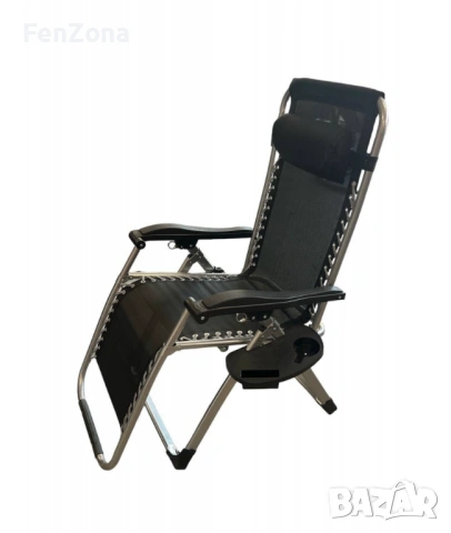Cтол тип шезлонг cгъваем и регулируем с облегалка за градина или тераса, цвят черен, снимка 6 - Градински мебели, декорация  - 54096380
