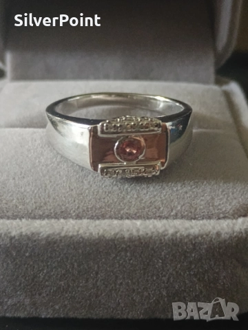 Сребърен унисекс пръстен с натурален Розов Сапфир , снимка 3 - Пръстени - 51464967