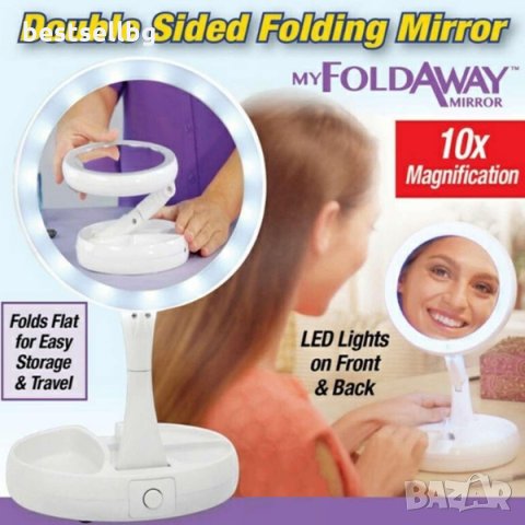 Настолно огледало LED осветление лупа увеличение 10Х грим баня тоалетка гримиране дома жена бюро, снимка 3 - Огледала - 29084645
