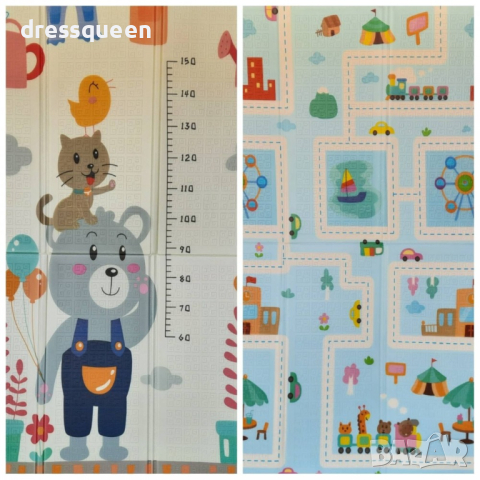 4138 Сгъваемо детско килимче за игра, топлоизолиращо 180x200x1cm - Мече и Лунапарк, снимка 7 - Други - 44793146