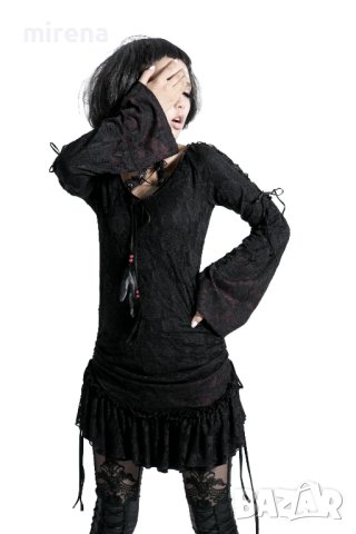 Пънк рейв готик дантела и плетиво Дълга рокля с контрастни цветове