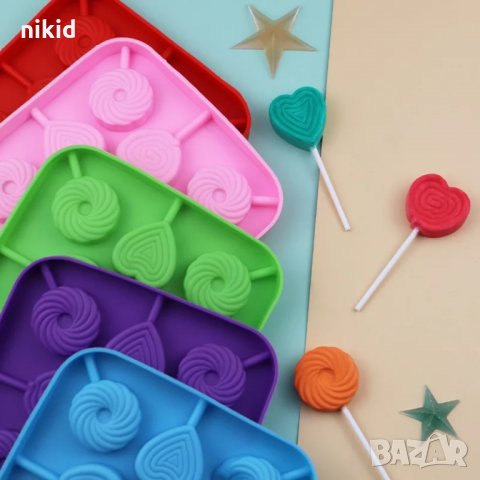 8 спираловидни кръг сърце силиконов молд форма за направа на близалки на клечка декор торта фондан ш