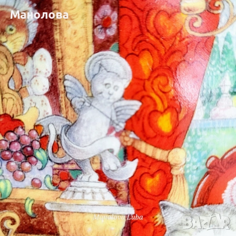 Колекционерска порцеланова чиния Wconker Wuv от серията Holiday Cat Plate на Franklin Mint., снимка 10 - Други ценни предмети - 52384848