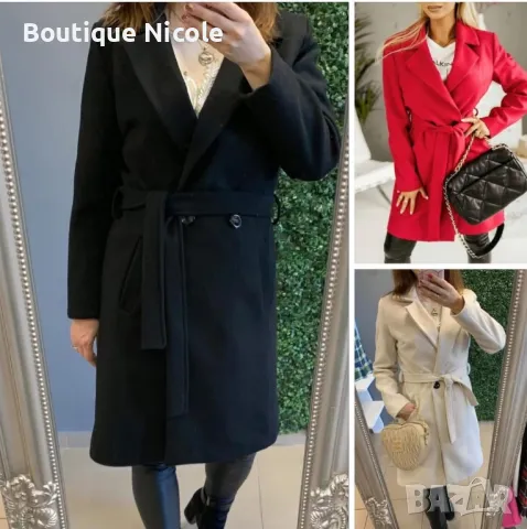 Елегантни дамски палта с колан  , снимка 1