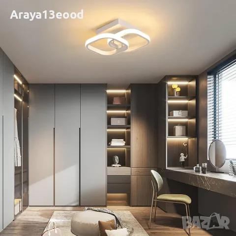 KUKAK LED таванна лампа 24W – Модерен квадратен плафон, 3000K топла бяла светлина, снимка 3 - Лед осветление - 55824291