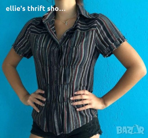 Дамска карирана риза с къс ръкав в размер S, снимка 3 - Ризи - 19569244