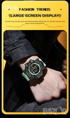 SANDA Мъжки спортен часовник, водоустойчив LED аналогов цифров дисплей, многофункционален G Cloc, снимка 8 - Мъжки - 51712539