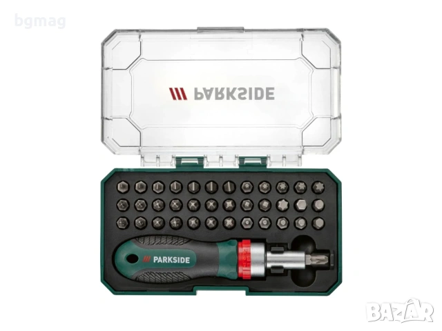 PARKSIDE комплект отвертка с тресчотъчен механизъм и битове за-38 части, снимка 2 - Гедорета - 53226224