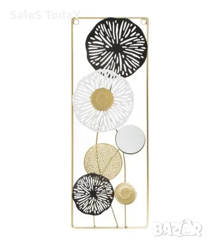 Метална рамка с огледало и цветя, 60см