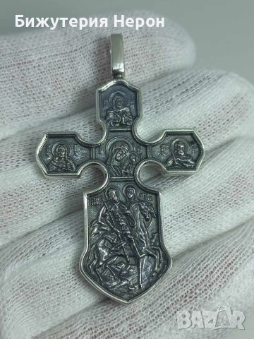 Голям сребърен кръст, снимка 2 - Колиета, медальони, синджири - 44571735