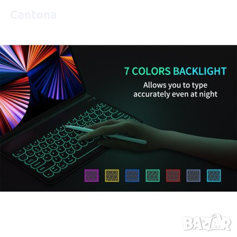 Bluetooth ултра тънка клавиатура, акумулаторна батерия и 7-цветна подсветка, снимка 3 - Клавиатури и мишки - 40727351