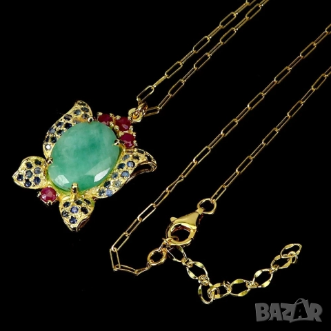 925 сребърни колиета нефрит, опал, топаз, рубин, подходящи за подарък, снимка 2 - Колиета, медальони, синджири - 51756208