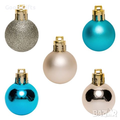 20 броя Комплект коледни топки, Тюркоаз и Шампан, 3см, снимка 2 - Други стоки за дома - 42686151