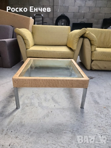 Ратанова масичка със стъкло 1см.