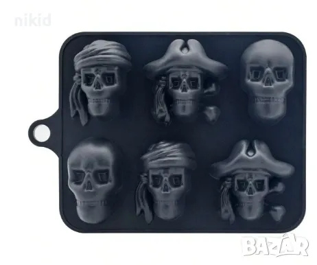 Пират череп Хелоуин пиратско парти Halloween силиконов молд форма фондан шоколад гипс лед декор, снимка 5 - Форми - 47767843