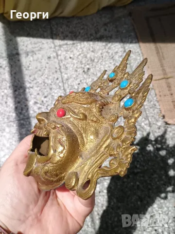 Стара бронзова маска-99, снимка 4 - Антикварни и старинни предмети - 50127143