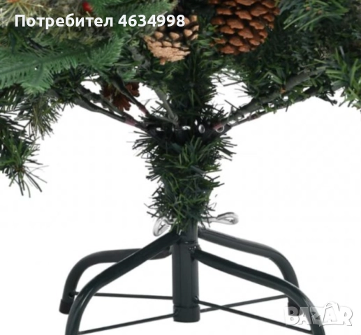 Изкуствена елха Luxury Diamond с червен глог и шишарки, снимка 2 - Декорация за дома - 52205091