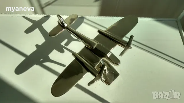 Хромиран, масивен, английски самолет в стил Art Deco , снимка 2 - Статуетки - 49292658