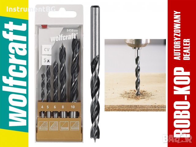 Комплект свредла за дърво Wolfcraft / 5 броя, снимка 4 - Куфари с инструменти - 30065131