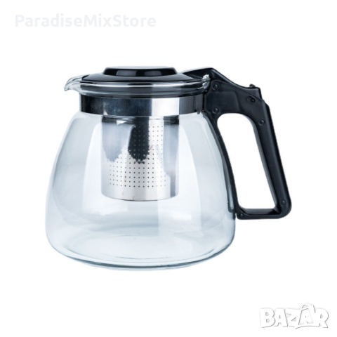 Термоустойчив стъклен чайник със супер здрава и издръжлива дръжка 1100 мл , снимка 1 - Аксесоари за кухня - 44806488