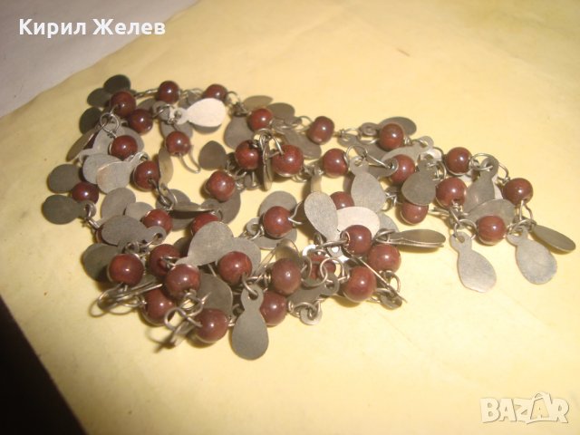 СТАР ПОСРЕБРЕН ЛИСТОВИДЕН с МЪНИСТА ЕТНОГРАФСКИ НАКИТ ГЕРДАНЧЕ КОЛИЕ 41941, снимка 4 - Антикварни и старинни предмети - 35272205