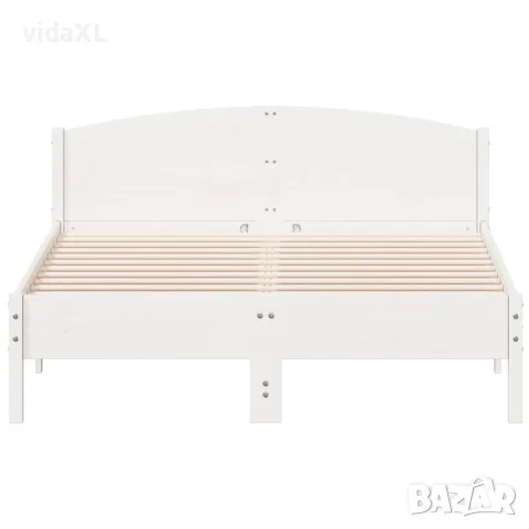 vidaXL Рамка за легло без матрак, бял, 120x200 см, бор масив, снимка 4 - Спални и легла - 56148184