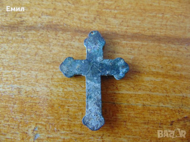 Възрожденски бронзов кръст емайл, снимка 4 - Колекции - 29629696