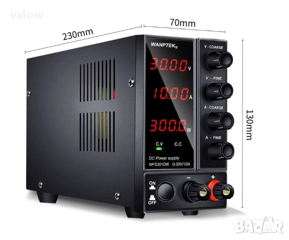Регулируемо лабораторно захранване 30V / 10A захранващ блок регулиране на ток и напрежение, снимка 7 - Друга електроника - 52397684