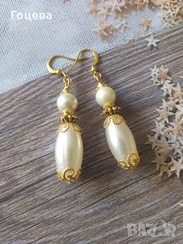 Красивите ни нови перлени обици с изящни орнаменти в цвят злато , снимка 1