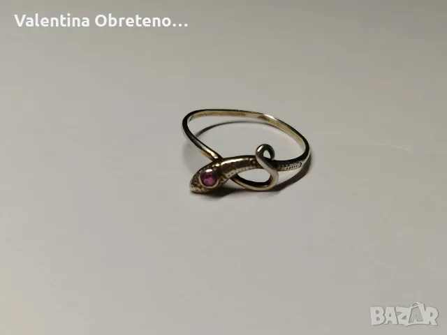 Дамски сребърен пръстен змия, снимка 3 - Пръстени - 56153375