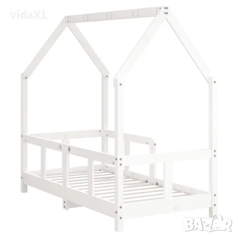 vidaXL Рамка за детско легло, бяла, 70x140 см, бор масив, снимка 6 - Бебешки легла и матраци - 56148160