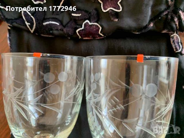 Кристални гравирани чаши на столче, снимка 14 - Чаши - 37487263