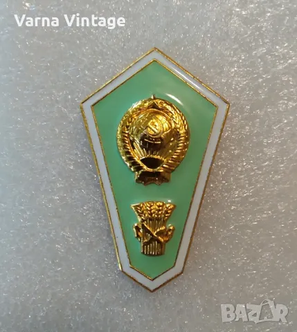 Ромб Знак за завършване на селскостопанския колеж на СССР (алум) , снимка 2 - Колекции - 50260444