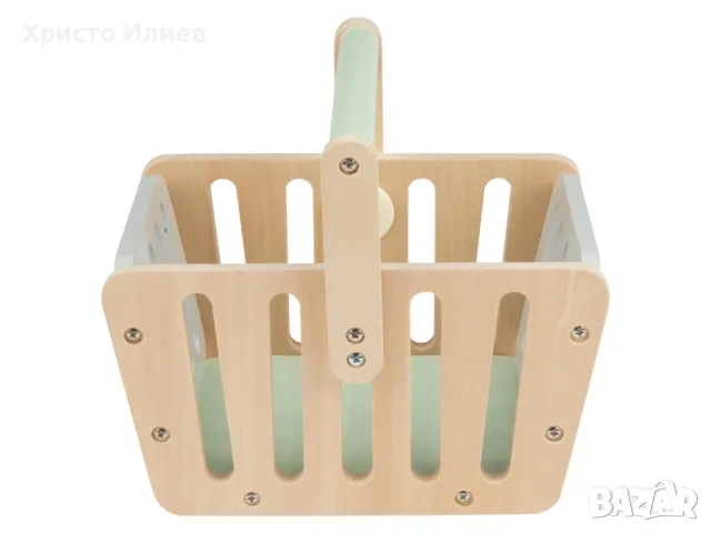 Дървена пазарска кошница с аксесоари подходяща за дървен магазин, снимка 4 - Образователни игри - 48851010