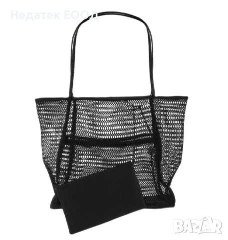 Плажна мрежеста чанта, Черен, 50x17x34см., снимка 2 - Чанти - 50711413