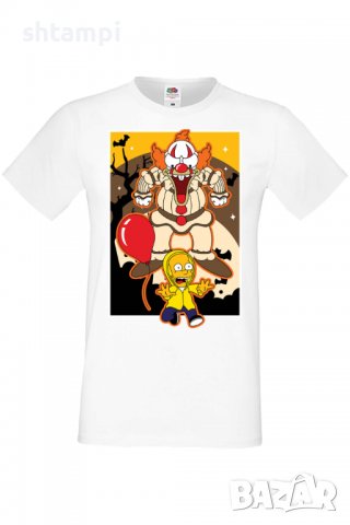 Мъжка тениска The Simpsons Krusty The Clown Pennywise 01,Halloween,Хелоуин,Празник,Забавление,Изнена, снимка 2 - Тениски - 38136483
