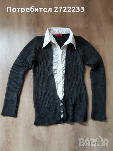 Дамски  пуловер жилетка  с риза, снимка 5 - Блузи с дълъг ръкав и пуловери - 31096508