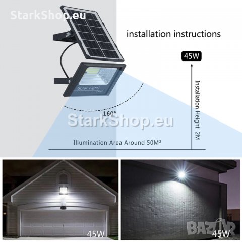  Соларен LED прожектор с панел – 150W, снимка 2 - Соларни лампи - 38417551